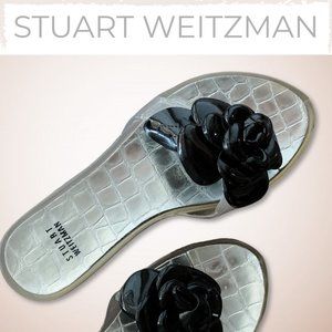 ⭐️❤️ STUART WEITZMAN Black Flower Jelly Flip Flops